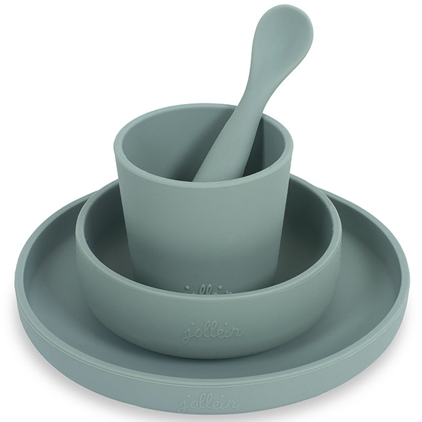 Jollein Kinderservies set 4-delig Siliconen - Ash Green