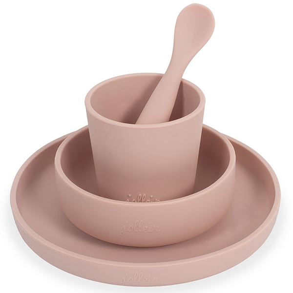 Jollein Kinderservies set 4-delig Siliconen - Pale Pink