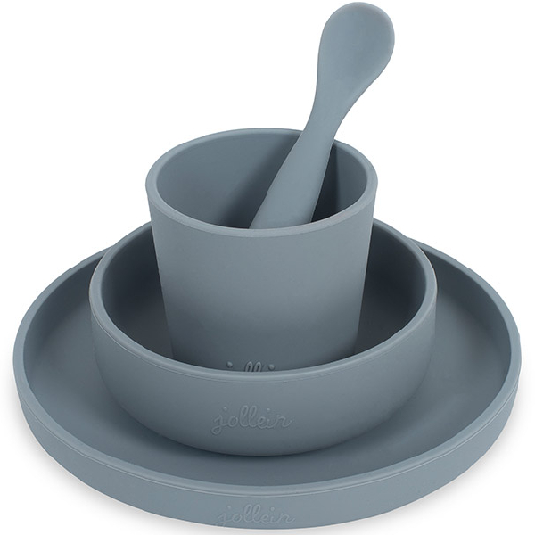 Jollein Kinderservies set 4-delig Siliconen - Storm Grey